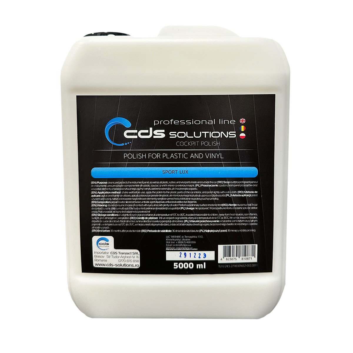 CDS AVTOFAN COCKPIT SPORT LUX - 5 L - Dresingul pentru plastic si vinil Sport Lux CDS es...